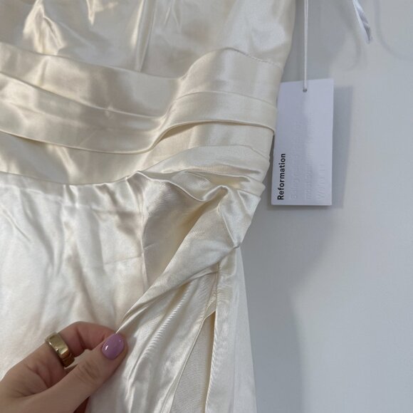 NWT Reformation Barrow Silk Maxi Dress In Ivory Strapless Wedding Dress Sz 6 - Picture 7 of 10